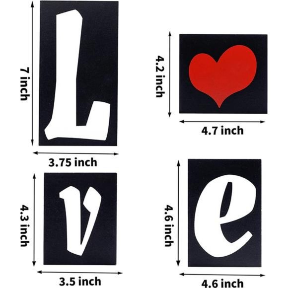 Valentines Day Table Decoration Love Wooden Blocks Love Signs (Black) - Picture 4 of 7